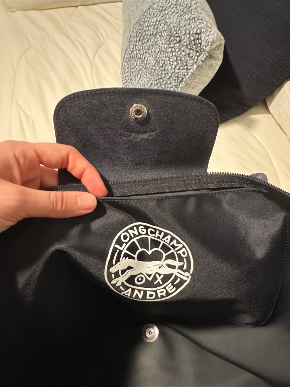 Longchamp Black Tote with White AMOUR Graphic - Picture 8 of 12